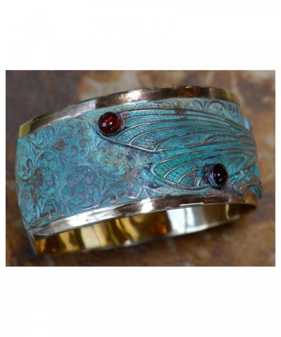 Dragonfly Cuff Bracelet - USA Made - Genuine Garnet $54.40 Bracelets