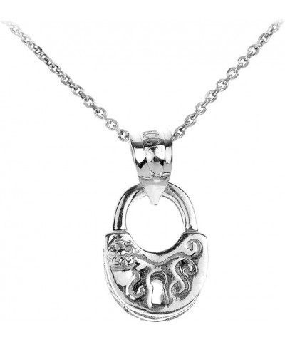 925 Sterling Silver Heart Lock Charm Pendant Necklace 18.0 Inches $25.51 Necklaces