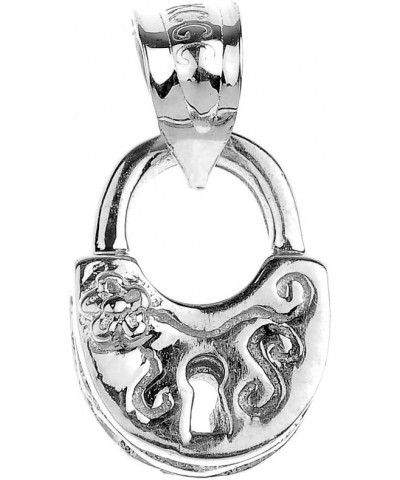 925 Sterling Silver Heart Lock Charm Pendant Necklace 18.0 Inches $25.51 Necklaces