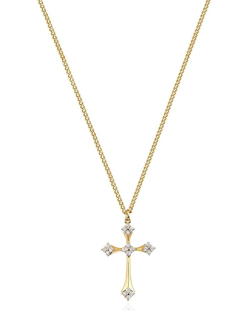 Gold Cross Necklace for Women 14K Gold Plated Chain Necklace Dainty Gold Cross Pendant Necklace Simple Cute Necklaces for Gir...