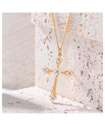 Gold Cross Necklace for Women 14K Gold Plated Chain Necklace Dainty Gold Cross Pendant Necklace Simple Cute Necklaces for Gir...