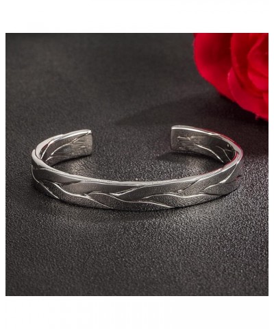 925 Sterling Silver Bracelet 7.8-9.3MM Pattern Bracelet For Women Men-Party Charm Jewelry Gift-Unisex Original Silver Open Ba...