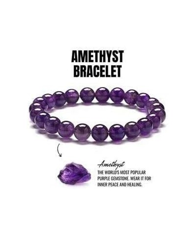 Natural Purple Amethyst Crystal Bracelet 8 Mm Designing Stone Reiki Healing Bracelet For Men & Women Luck Charm And Wealth $9...