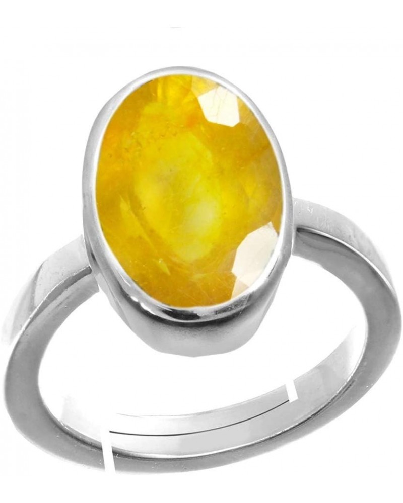 Choose Your Gemstone Adjustable 925 Sterling Silver Ring 5 Carat Natural Chakra Healing Astrological Stone Natural-Yellow-Sap...