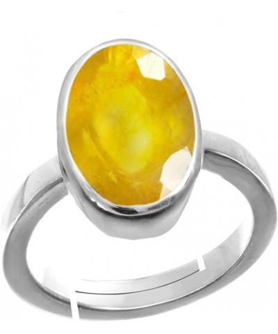 Choose Your Gemstone Adjustable 925 Sterling Silver Ring 5 Carat Natural Chakra Healing Astrological Stone Natural-Yellow-Sap...