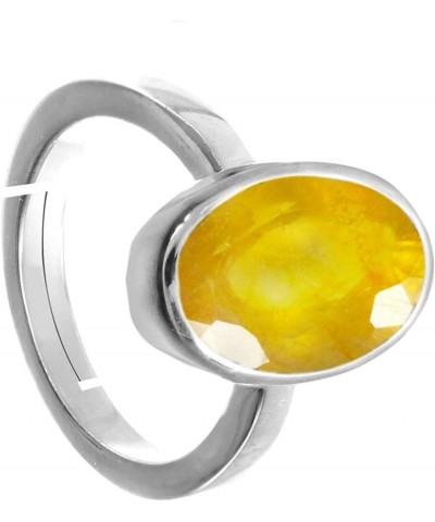 Choose Your Gemstone Adjustable 925 Sterling Silver Ring 5 Carat Natural Chakra Healing Astrological Stone Natural-Yellow-Sap...