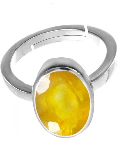 Choose Your Gemstone Adjustable 925 Sterling Silver Ring 5 Carat Natural Chakra Healing Astrological Stone Natural-Yellow-Sap...