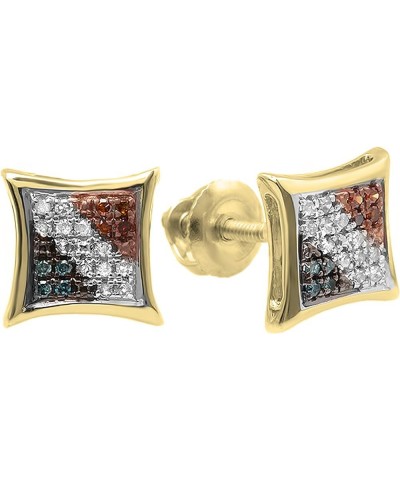 0.10 Carat (ctw) Round Blue, White & Red Diamond Kite Stud Earrings 1/10 CT Yellow Gold 14K $31.29 Earrings