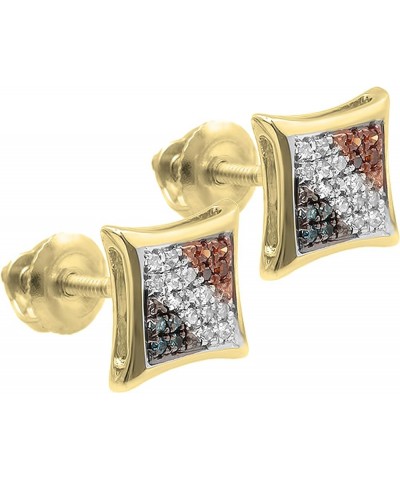 0.10 Carat (ctw) Round Blue, White & Red Diamond Kite Stud Earrings 1/10 CT Yellow Gold 14K $31.29 Earrings