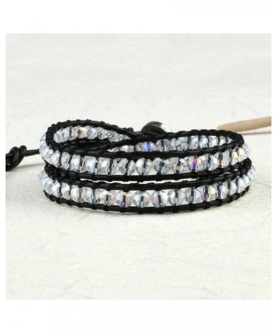 Created Agate Crystal Gems Beads Charm 2 Wrap Bracelets Handmade Natural Leather New Jewelry White 13 $9.90 Bracelets