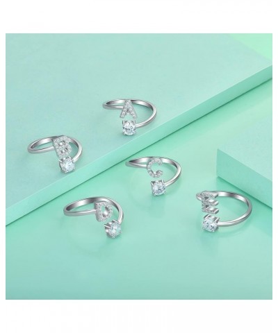 Adjustable Initial Ring for Women 925 Sterling Silver Letters A-Z 26 Alphabet Rings Size 7 E $27.35 Rings