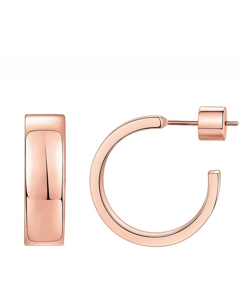 14K Gold Plated Thin Square Edge Open Hoop Earrings for Women | Trendy Lightweight Open Hoops 14 Millimeters Rose Gold $9.69 ...