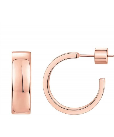 14K Gold Plated Thin Square Edge Open Hoop Earrings for Women | Trendy Lightweight Open Hoops 14 Millimeters Rose Gold $9.69 ...