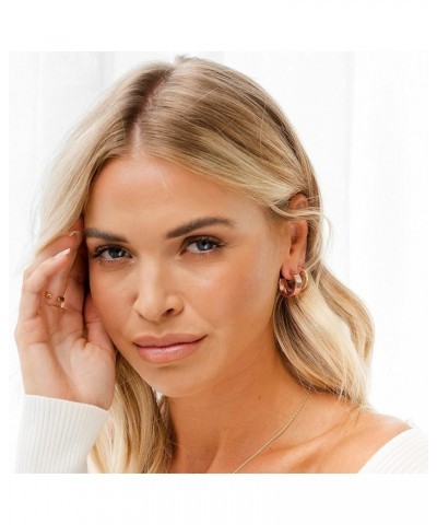 14K Gold Plated Thin Square Edge Open Hoop Earrings for Women | Trendy Lightweight Open Hoops 14 Millimeters Rose Gold $9.69 ...