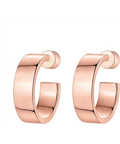 14K Gold Plated Thin Square Edge Open Hoop Earrings for Women | Trendy Lightweight Open Hoops 14 Millimeters Rose Gold $9.69 ...