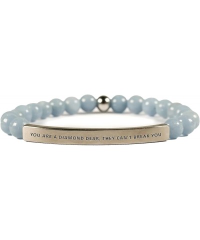 Hope Collection Unisex Stretchable Bracelets (YOU ARE A DIAMOND, THEY CAN'T BREAK YOU) Blue Angelite Small (6-7 inches) $19.5...