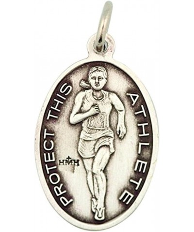 Sterling Silver Saint St Sebastian Female Sports Athlete Medal Pendant, 7/8 Inch Soccer $28.30 Pendants