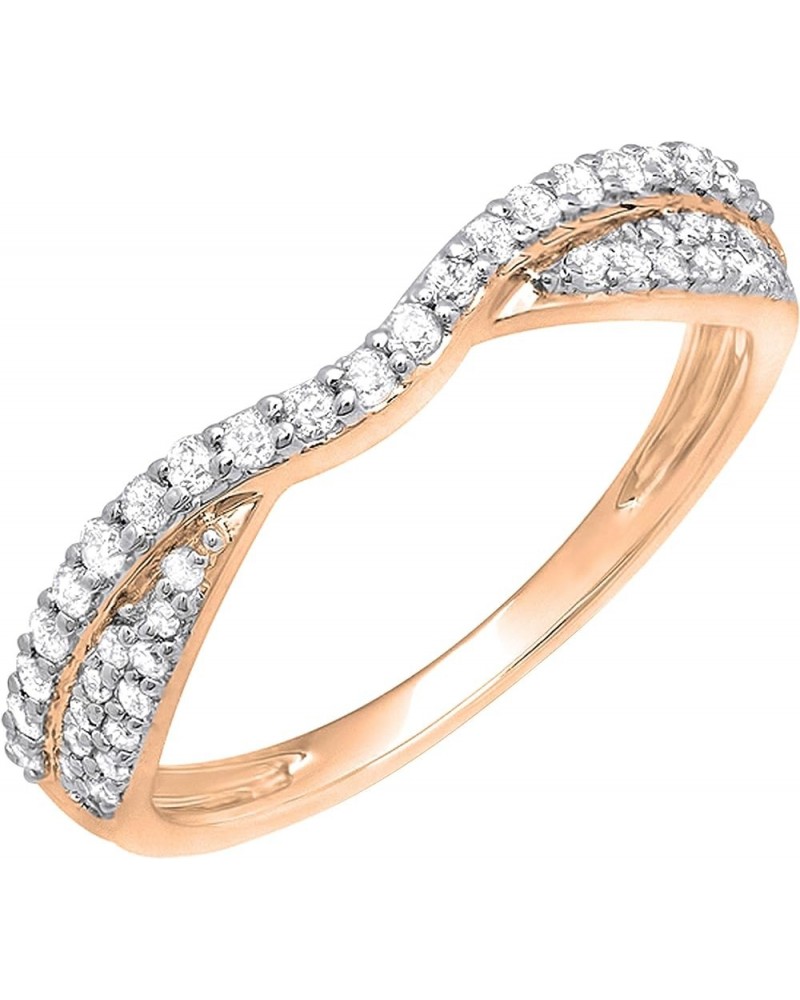 0.32 Cttw Round White Diamond Contour Wedding Band for Women in 14K Solid Gold 5.5 Solid Rose Gold $166.28 Bracelets