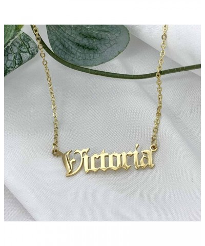 Old English Nameplate Necklace Personalized 925 Sterling Silver Custom Made with Any Name Yellow Gold Plated Sterling Silver ...