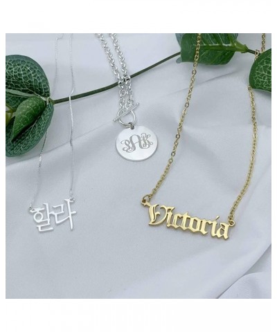 Old English Nameplate Necklace Personalized 925 Sterling Silver Custom Made with Any Name Yellow Gold Plated Sterling Silver ...