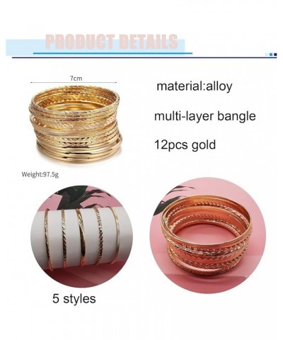 12 Pcs Gold Bangles Bracelets for Women Stackable Bracelets Gold Layered Bracelet Set Jewelry Gifts for Girls Christmas Gifts...