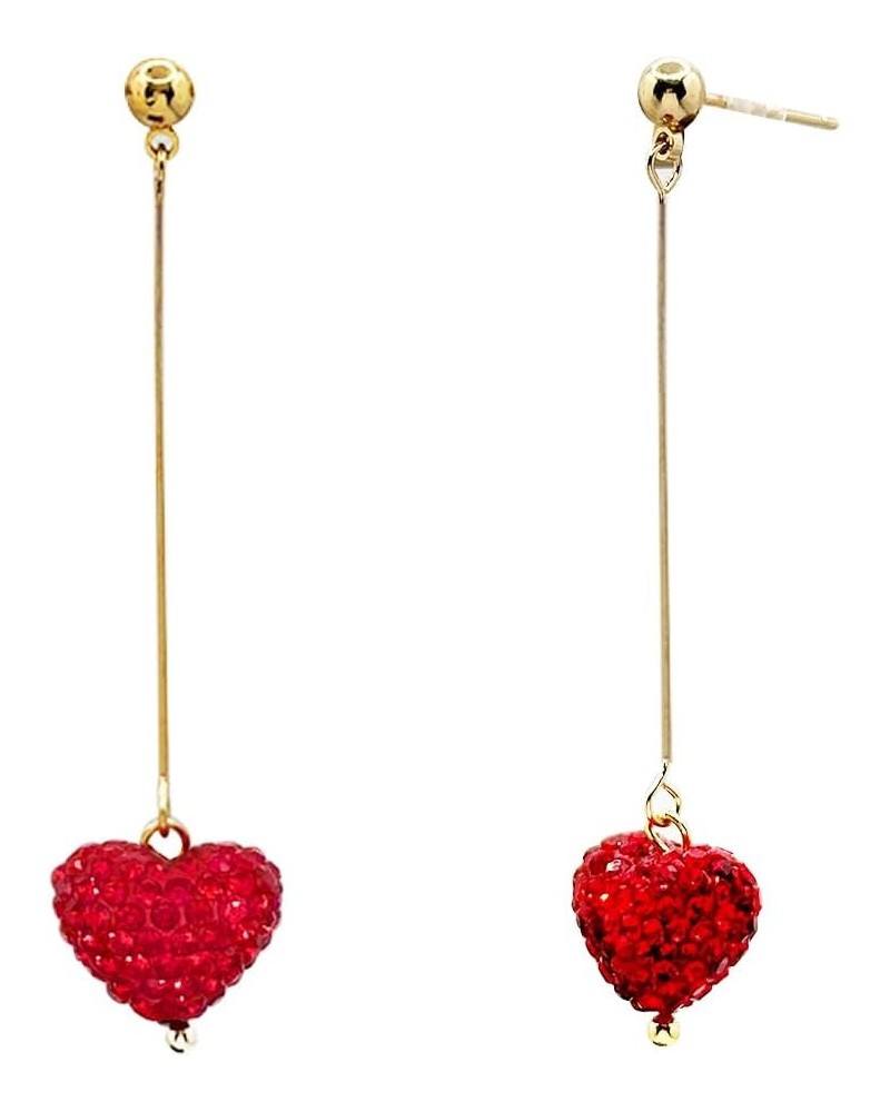 Red Heart Earrings Glitter Cute Big Red Heart Statement Drop Dangle Earrings for Women Girls A-Long $6.88 Earrings