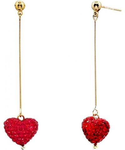 Red Heart Earrings Glitter Cute Big Red Heart Statement Drop Dangle Earrings for Women Girls A-Long $6.88 Earrings