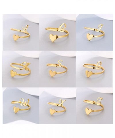 Initial Rings for Women Gold Statement Rings 26 Letters Rings Gifts Heart Rings Adjustable Open Dainty Rings for Lady Christm...