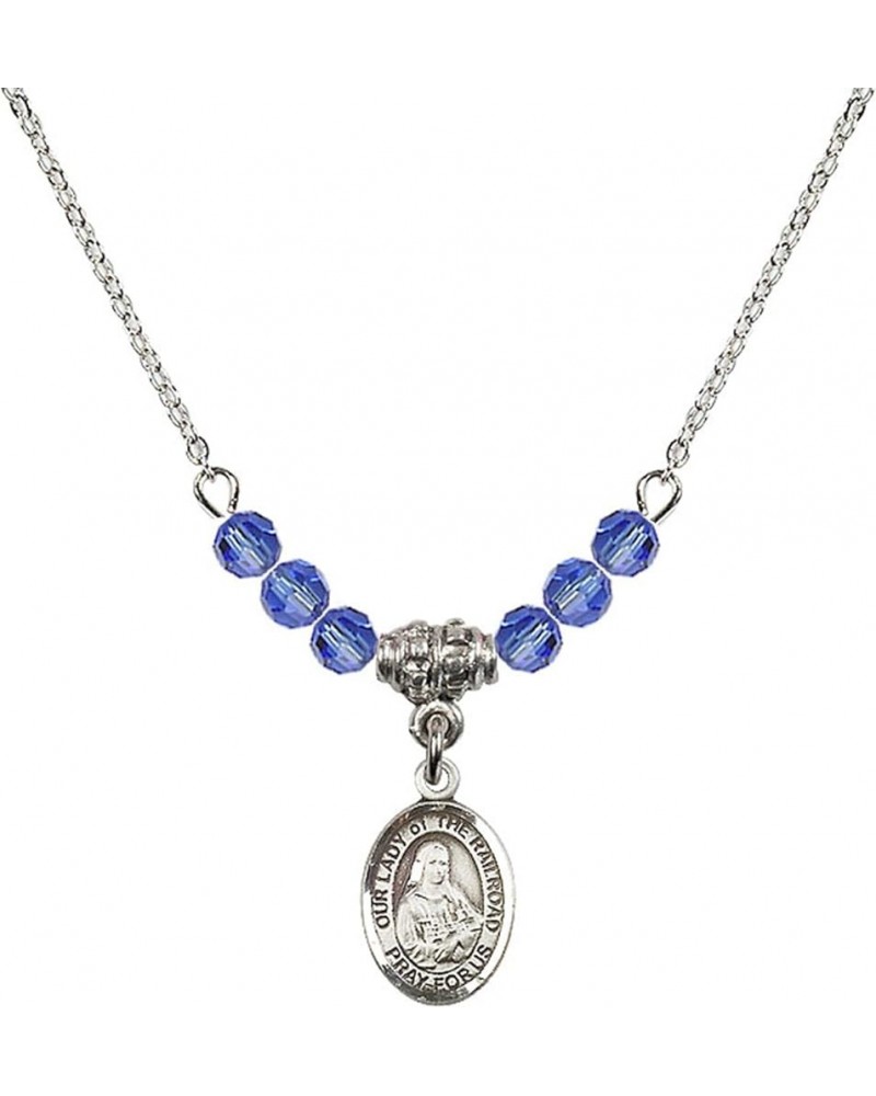 September Birth Month Bead Necklace with Catholic Patron Saint Petite Charm, 18 Inch Our Lady of the Railroad $27.25 Necklaces