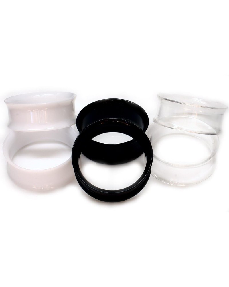 All 3 Pairs of SoScene Acrylic Eyelet Tunnels Ear Plugs Gauges,Clear-White & Black 8mm-0 gauge $7.64 Body Jewelry