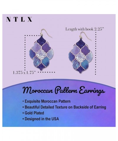 Bohemian Boho Moroccan Trellis Pattern Drop Dangle Earrings for Women – Geometric Print Patterns – with Gift Box Included Pur...