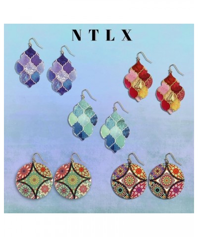 Bohemian Boho Moroccan Trellis Pattern Drop Dangle Earrings for Women – Geometric Print Patterns – with Gift Box Included Pur...