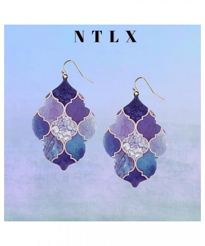 Bohemian Boho Moroccan Trellis Pattern Drop Dangle Earrings for Women – Geometric Print Patterns – with Gift Box Included Pur...