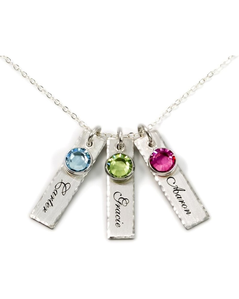 Unity in Three Personalized Charm Necklace. Customize 3 Sterling Silver Rectangular Pendants with Names of Your Choice. Gifts...