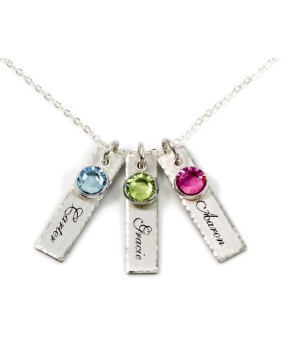 Unity in Three Personalized Charm Necklace. Customize 3 Sterling Silver Rectangular Pendants with Names of Your Choice. Gifts...