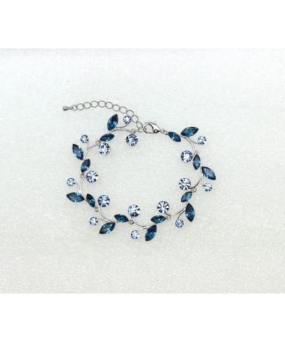 Gorgeous Rhinestone Crystal Floral Necklace Earrings Set Navy Blue / Matching Bracelet $22.16 Jewelry Sets