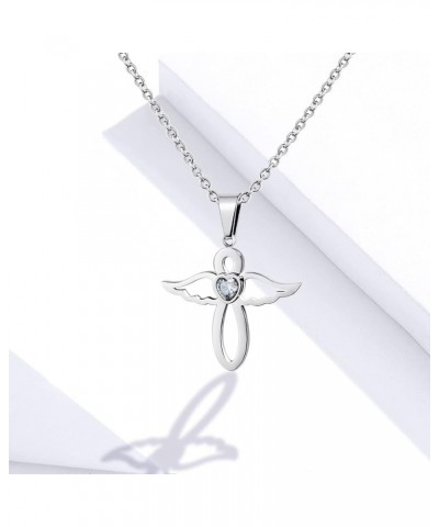 Jan-Dec Birthstone Necklaces for Women Cubic Zirconia Infinity with Cute Angel Wing Pendant Necklace for Girls April $7.08 Ne...