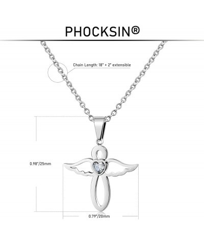 Jan-Dec Birthstone Necklaces for Women Cubic Zirconia Infinity with Cute Angel Wing Pendant Necklace for Girls April $7.08 Ne...