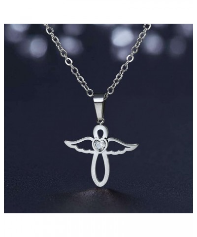 Jan-Dec Birthstone Necklaces for Women Cubic Zirconia Infinity with Cute Angel Wing Pendant Necklace for Girls April $7.08 Ne...