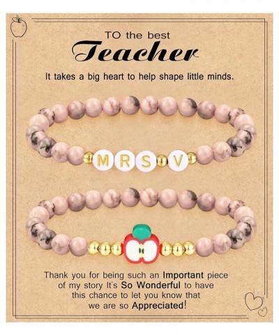 Teacher Appreciation Gifts for Women,Teacher Must Haves Initial Bracelet Mrs Miss End of Year Teacher Gifts Thank You for Hel...