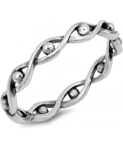 Oxidized Infinity Knot Bead Evil Eye Ring .925 Sterling Silver Band Sizes 3-12 $10.35 Rings