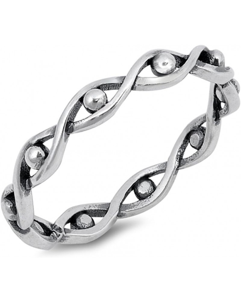 Oxidized Infinity Knot Bead Evil Eye Ring .925 Sterling Silver Band Sizes 3-12 $10.35 Rings