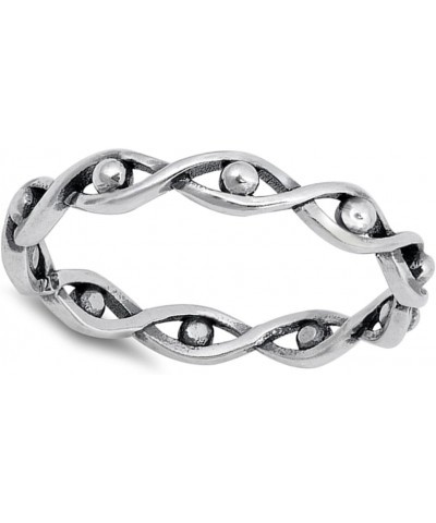 Oxidized Infinity Knot Bead Evil Eye Ring .925 Sterling Silver Band Sizes 3-12 $10.35 Rings