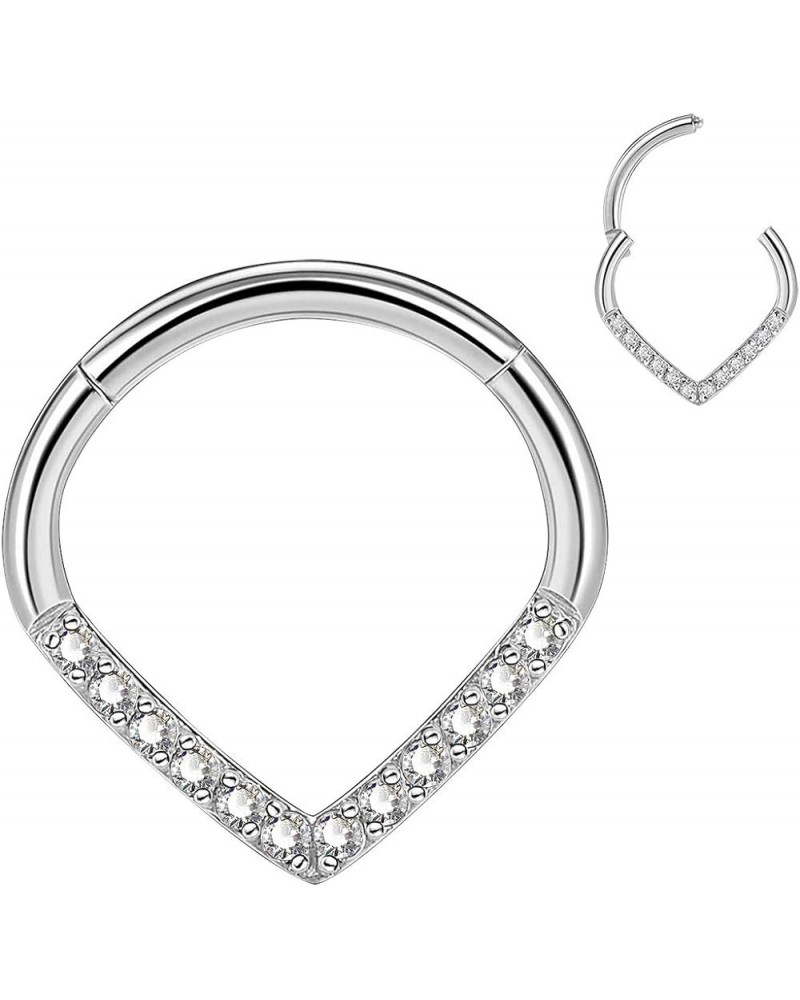 Teardrop Daith Earrings Hoop Hinged Clicker Rings 16G Helix Cartilage Earrings Hoop 316L Stainless Steel CZ Helix Tragus Dait...