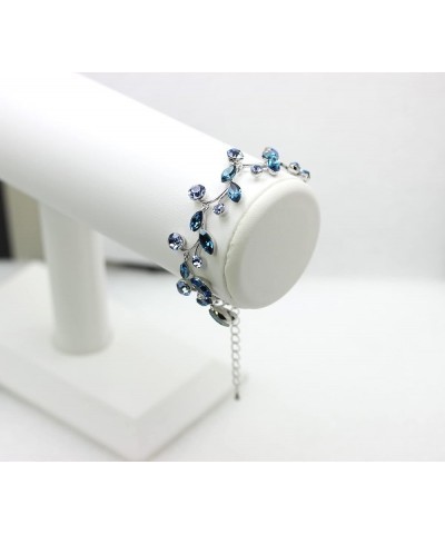 Gorgeous Rhinestone Crystal Floral Necklace Earrings Set Navy Blue / Matching Bracelet $22.16 Jewelry Sets