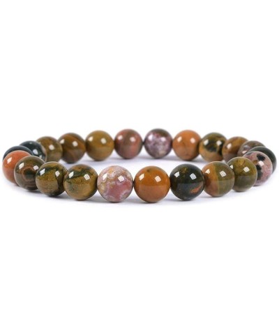 Gem Semi Precious Gemstone 8mm Round Beads Stretch Bracelet 7 Inch Unisex Ocean Jasper $11.20 Bracelets