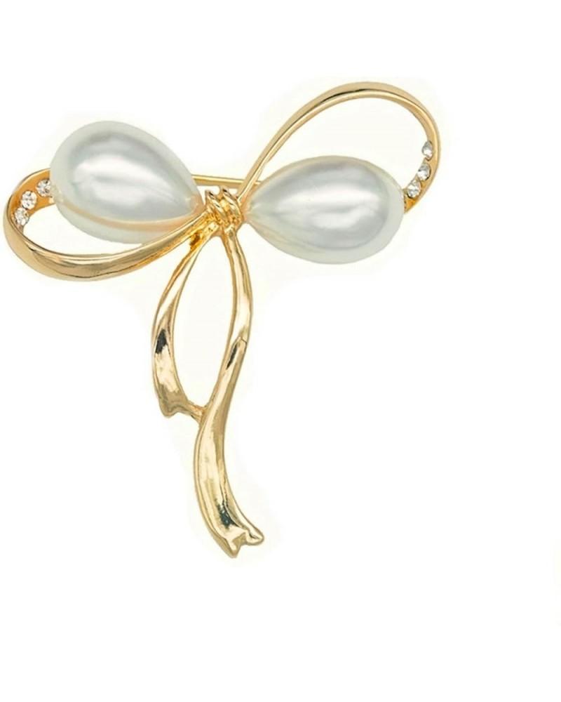 brooches for women, Bow Brooch Pins Sweater Shawl Clips Faux Pearl Brooch Pins for Women Girls golden $9.87 Brooches & Pins