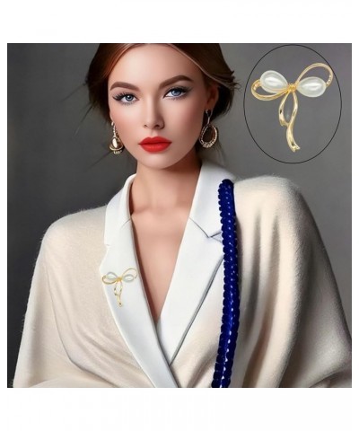 brooches for women, Bow Brooch Pins Sweater Shawl Clips Faux Pearl Brooch Pins for Women Girls golden $9.87 Brooches & Pins