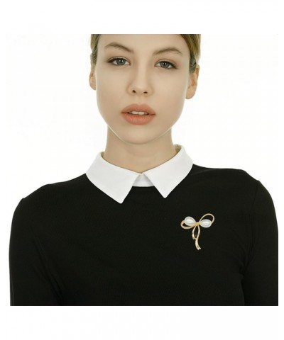 brooches for women, Bow Brooch Pins Sweater Shawl Clips Faux Pearl Brooch Pins for Women Girls golden $9.87 Brooches & Pins