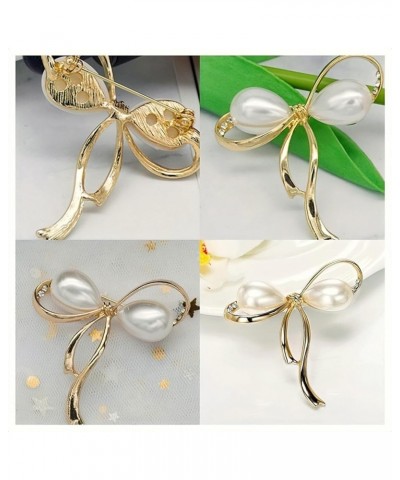 brooches for women, Bow Brooch Pins Sweater Shawl Clips Faux Pearl Brooch Pins for Women Girls golden $9.87 Brooches & Pins